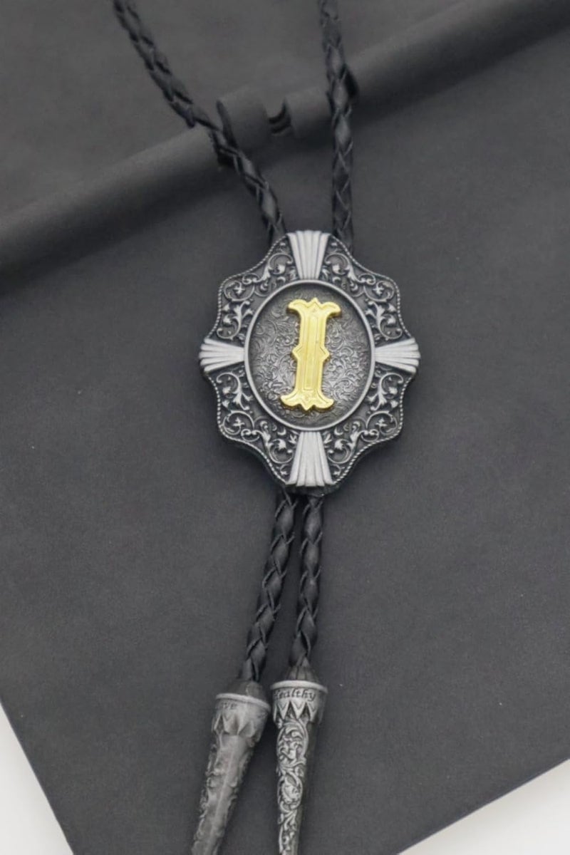 KECOL Western Letter Bolo Tie Cowboy Aalphabet A to Z Neckties Necklace for Men Women - Image 5